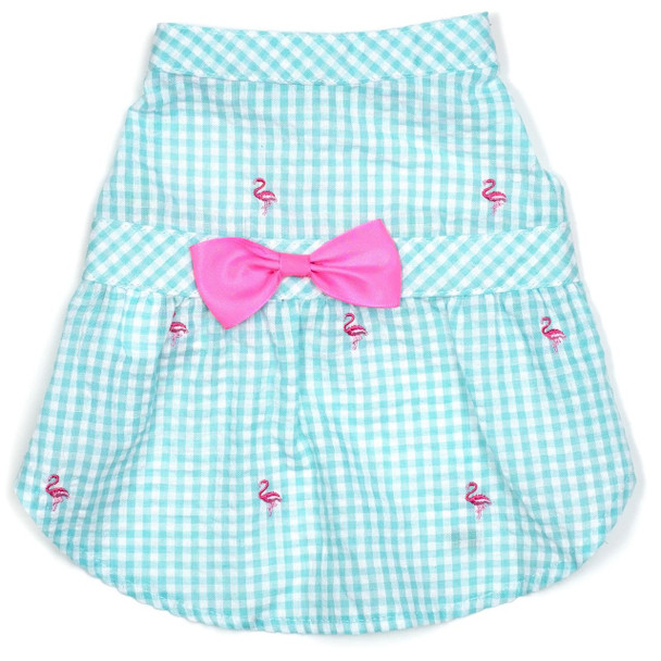 Gingham Pink Flamingos Pet Dog Dress - Small - Big Dog