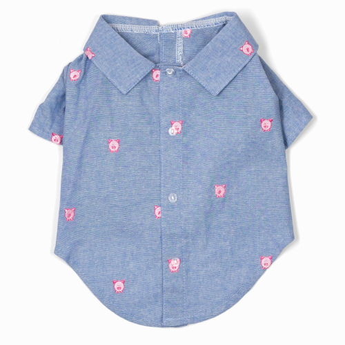 Wilbur Pig Chambray Pet Dog Shirt