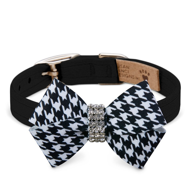 Black & White Houndstooth Nouveau Bow Collar