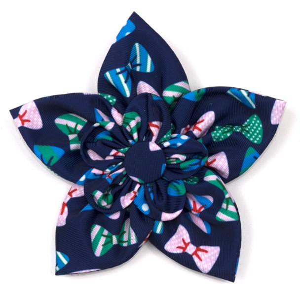 Bow Ties Navy Pet Dog Collar Flower