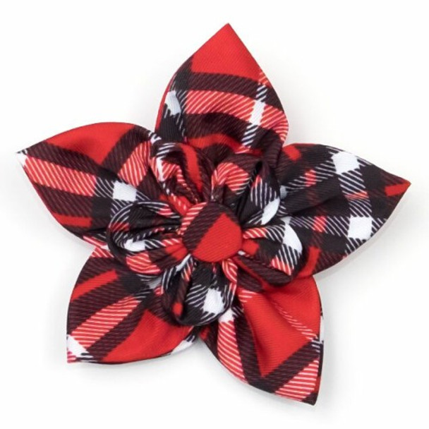 Bias Plaid Red Pet Dog Collar Flower