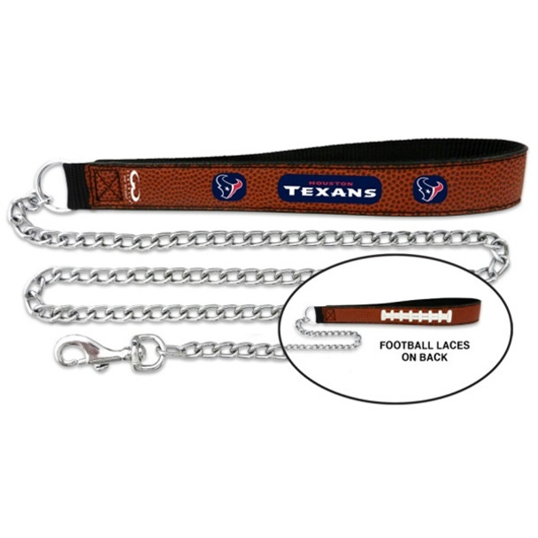 Houston Texans Football Leather and Chain Leash