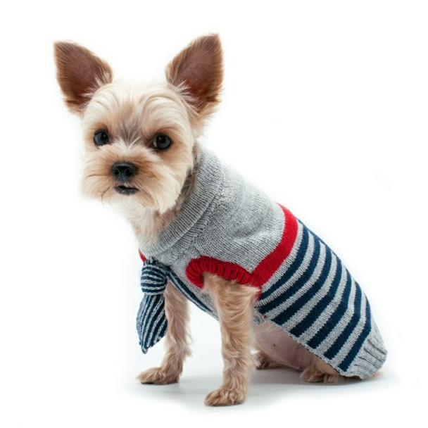 Preppy Necktie Dog Sweater - Blue