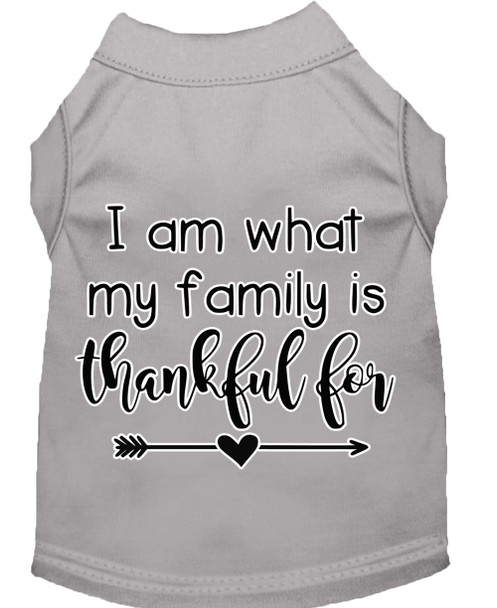 I Am What My Family Is Thankful For Screen Print Dog Shirt Grey
