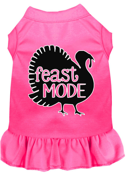 Feast Mode Screen Print Dog Dress Bright Pink