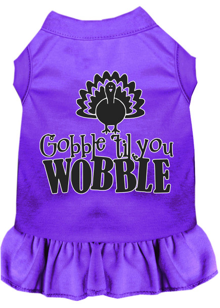 Gobble Til You Wobble Screen Print Dog Dress Purple