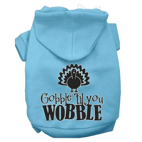 Gobble Til You Wobble Screen Print Dog Hoodie - More Sizes
