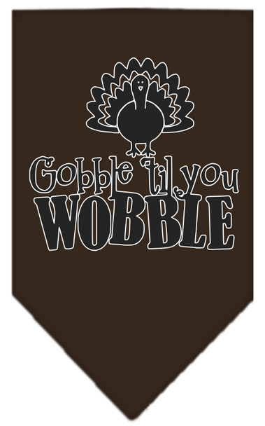 Gobble Til You Wobble Screen Print Dog Bandana - Cocoa