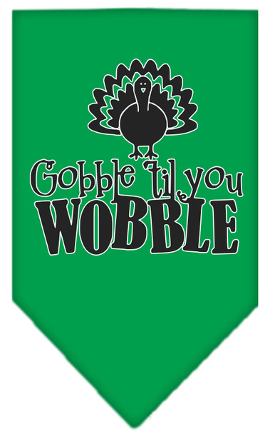 Gobble Til You Wobble Screen Print Dog Bandana - Emerald Green