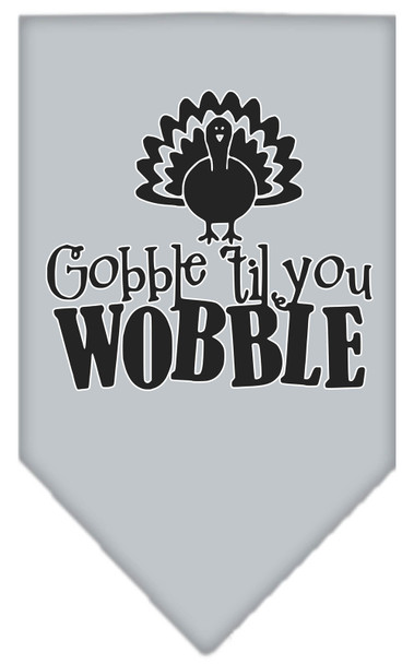 Gobble Til You Wobble Screen Print Dog Bandana - Grey