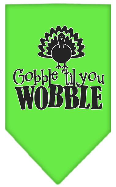 Gobble Til You Wobble Screen Print Dog Bandana - Lime Green