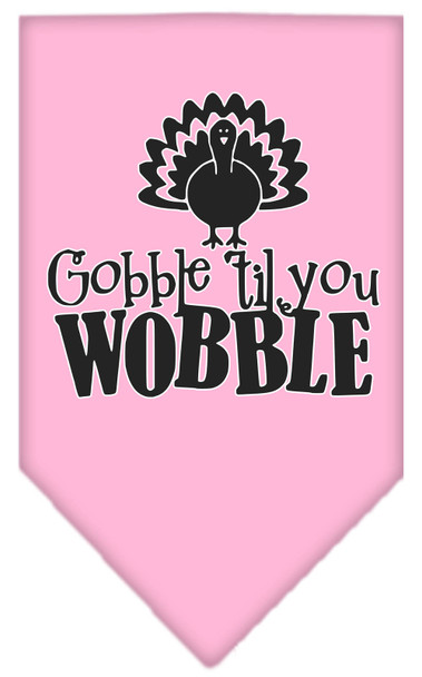 Gobble Til You Wobble Screen Print Dog Bandana - Light Pink