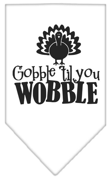 Gobble Til You Wobble Screen Print Dog Bandana - White