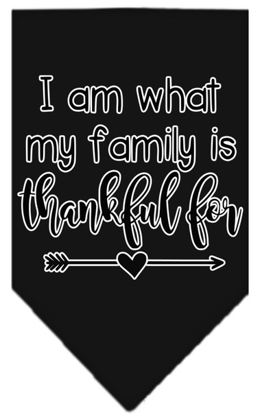 I Am What My Family Is Thankful For Screen Print Dog Bandana - Black