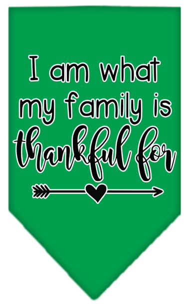 I Am What My Family Is Thankful For Screen Print Dog Bandana - Emerald Green