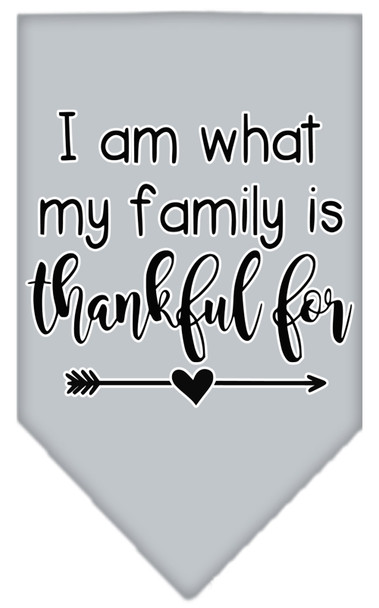I Am What My Family Is Thankful For Screen Print Dog Bandana - Grey