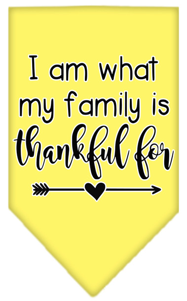 I Am What My Family Is Thankful For Screen Print Dog Bandana - Yellow