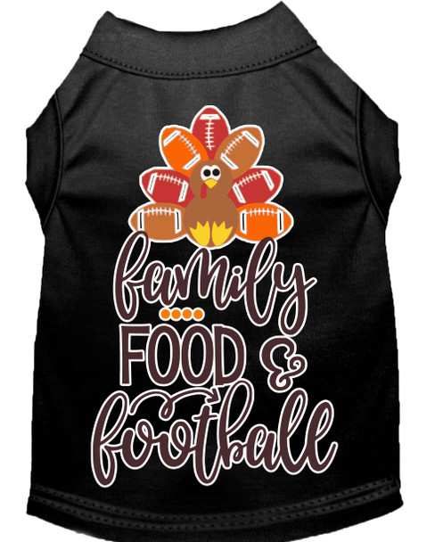 Family, Food, And Football Screen Print Dog Shirt - Black