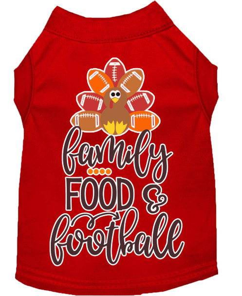 Family, Food, And Football Screen Print Dog Shirt - Red