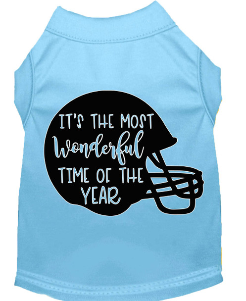 Most Wonderful Time Of The Year (football) Screen Print Dog Shirt - Baby Blue
