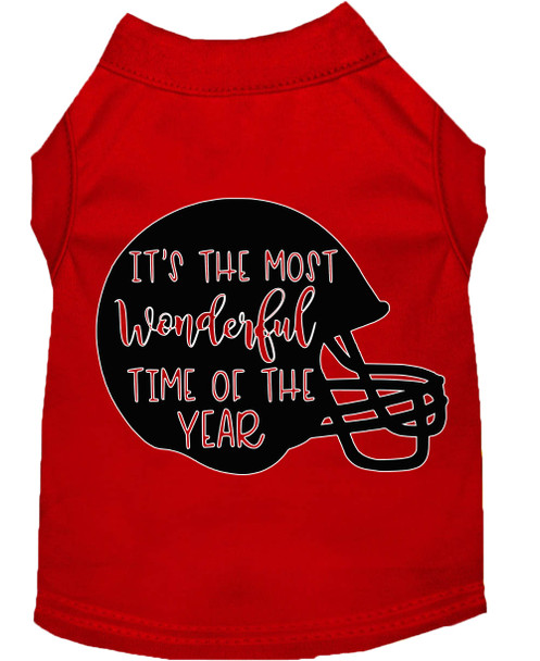 Most Wonderful Time Of The Year (football) Screen Print Dog Shirt - Red