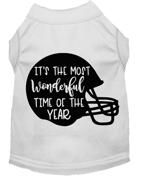 Most Wonderful Time Of The Year (football) Screen Print Dog Shirt - White