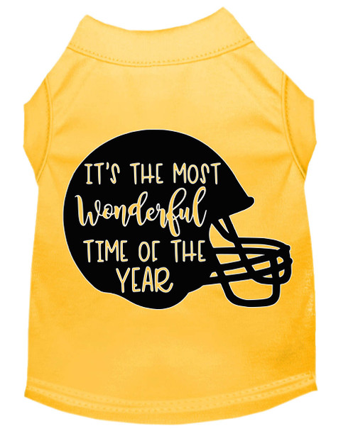 Most Wonderful Time Of The Year (football) Screen Print Dog Shirt - Yellow
