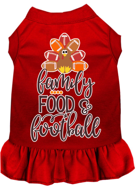 Family, Food, And Football Screen Print Dog Dress - Red