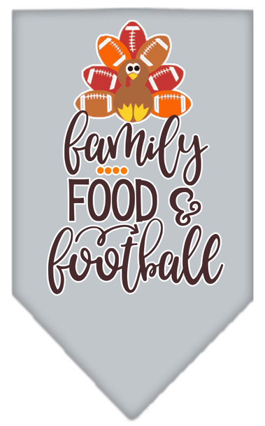Family, Food, And Football Screen Print Bandana - Grey