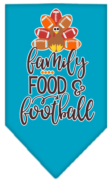 Family, Food, And Football Screen Print Bandana - Turquoise