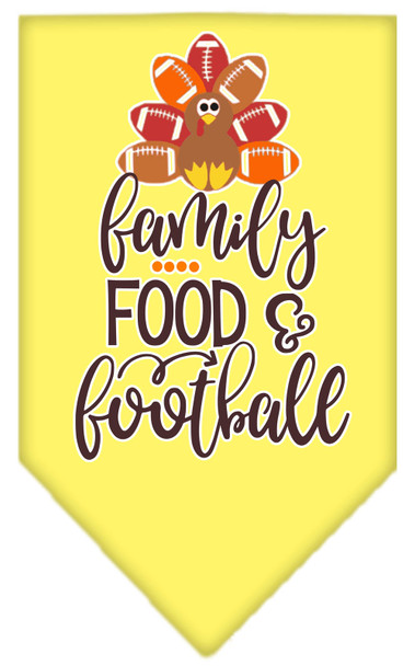 Family, Food, And Football Screen Print Bandana - Yellow