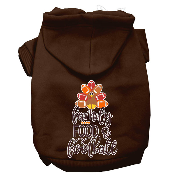 Family, Food, And Football Screen Print Dog Hoodie - Brown