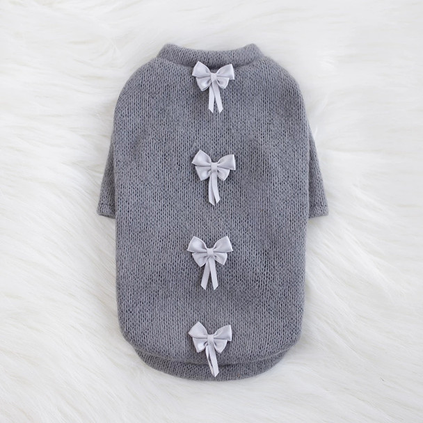 Grey Dainty Bow Dog Sweater