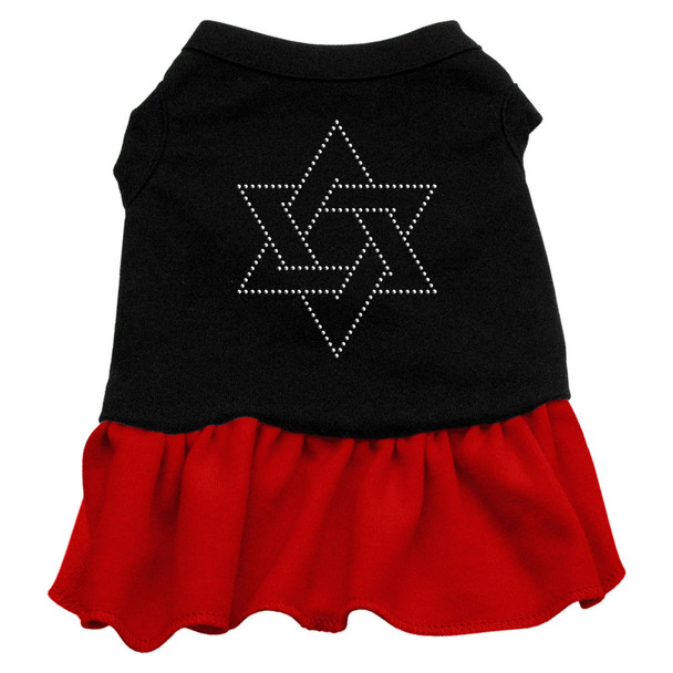 Star Of David Rhinestone Dress - Black With Red