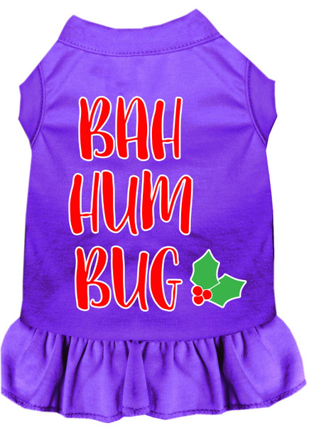 Bah Humbug Screen Print Dog Dress - Purple
