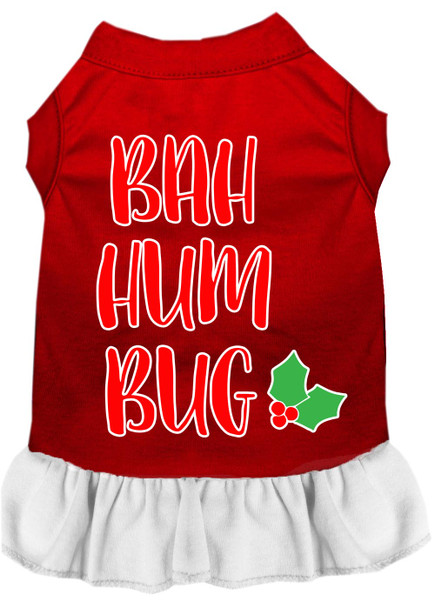 Bah Humbug Screen Print Dog Dress - Red With White