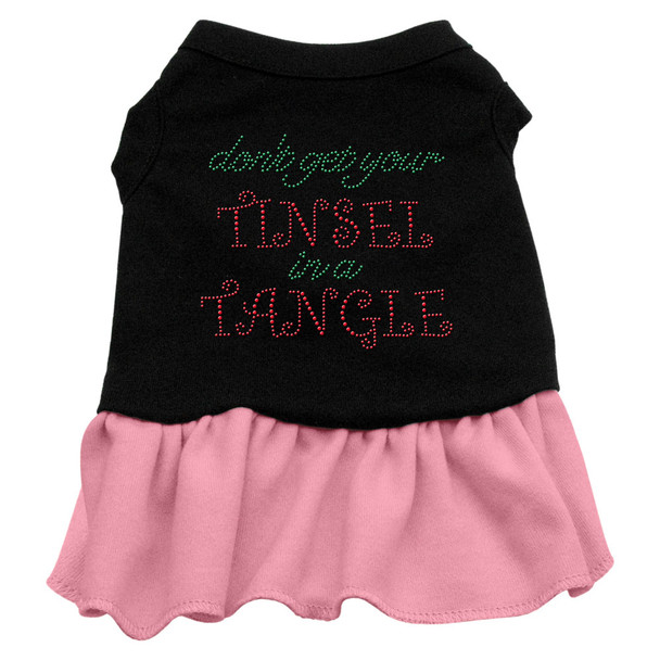 Tinsel In A Tangle Rhinestone Dress - Black With Pink