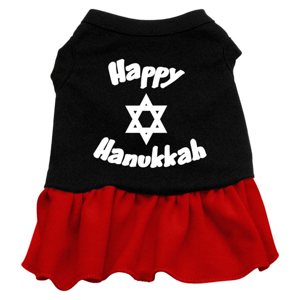 Happy Hanukkah Screen Print Dress Black With Red
