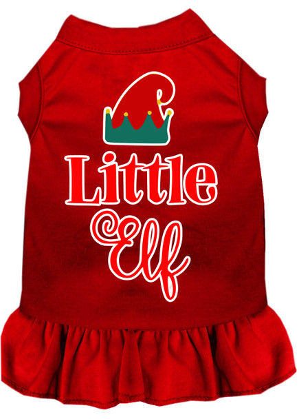 Little Elf Screen Print Dog Dress - Red
