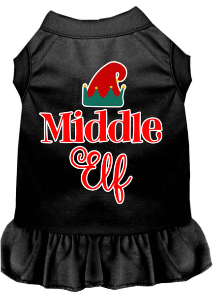 Middle Elf Screen Print Dog Dress - Black