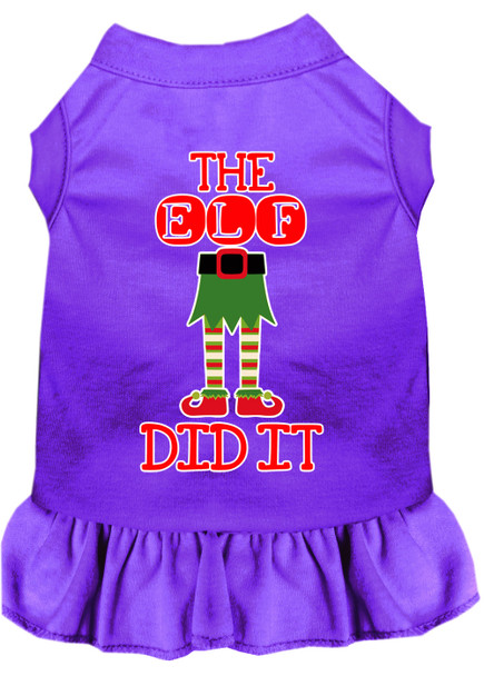 The Elf Did It Screen Print Dog Dress - Purple