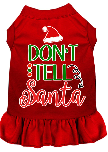 Don't Tell Santa Screen Print Dog Dress - Red