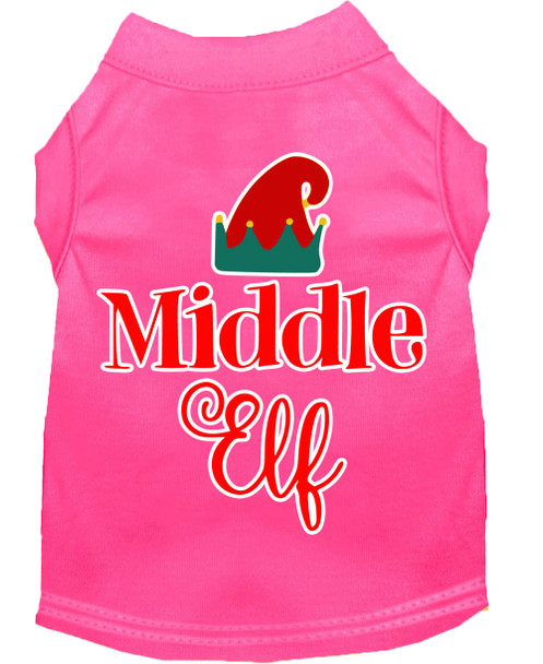 Middle Elf Screen Print Dog Shirt - Bright Pink