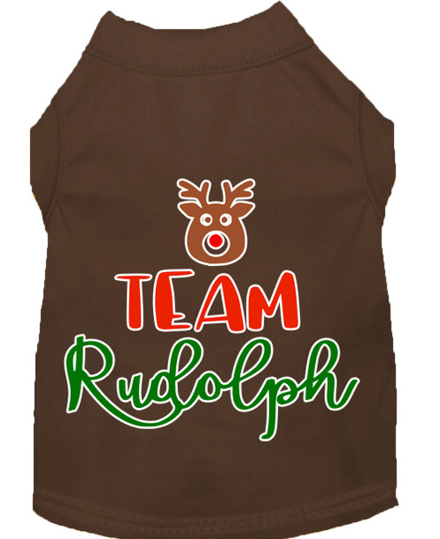 Team Rudolph Screen Print Dog Shirt - Brown