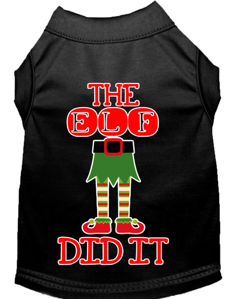 The Elf Did It Screen Print Dog Shirt - Black