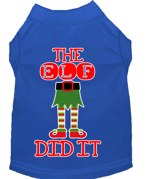 The Elf Did It Screen Print Dog Shirt - Blue