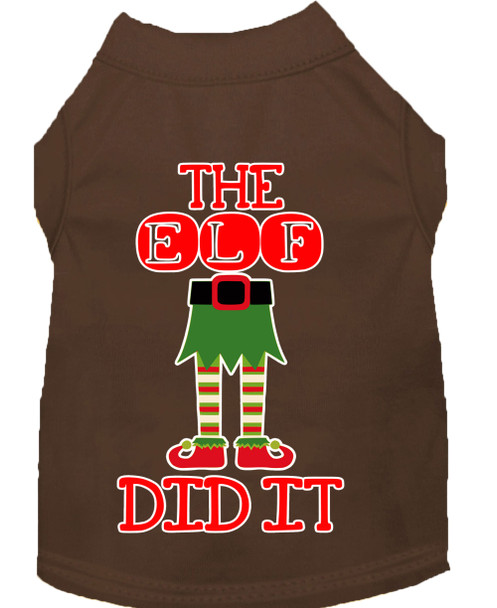 The Elf Did It Screen Print Dog Shirt - Brown