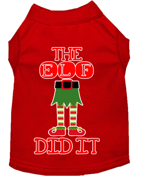 The Elf Did It Screen Print Dog Shirt - Red