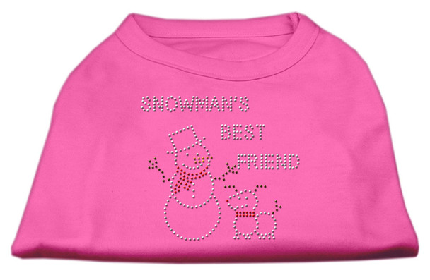 Snowman's Best Friend Rhinestone Shirt - Bright Pink