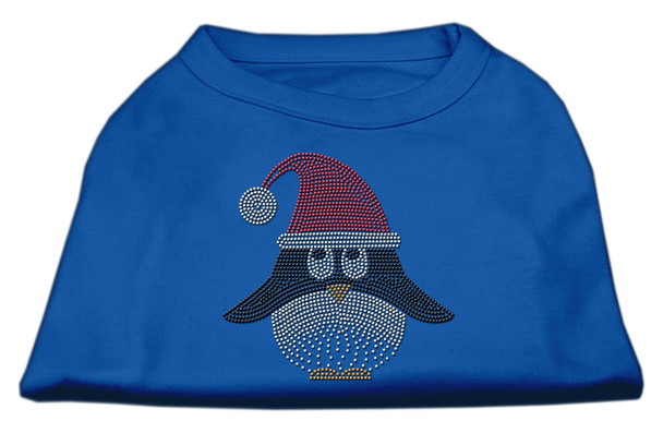 Santa Penguin Rhinestone Dog Shirt Blue
